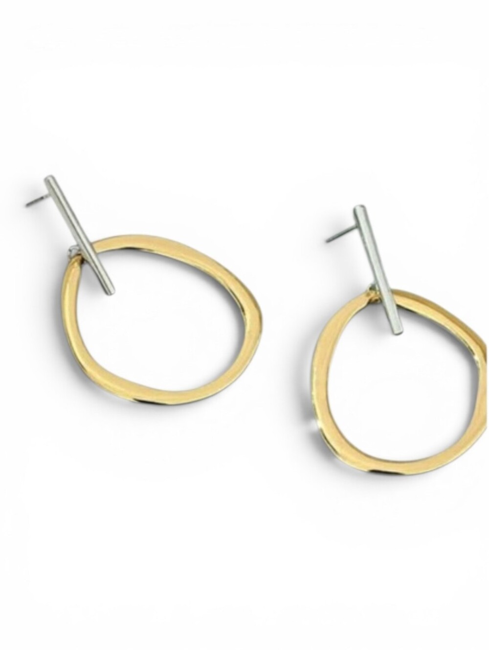 ▪️Minimalist mixed metal gold and silver dangle statement earrings; NWOT